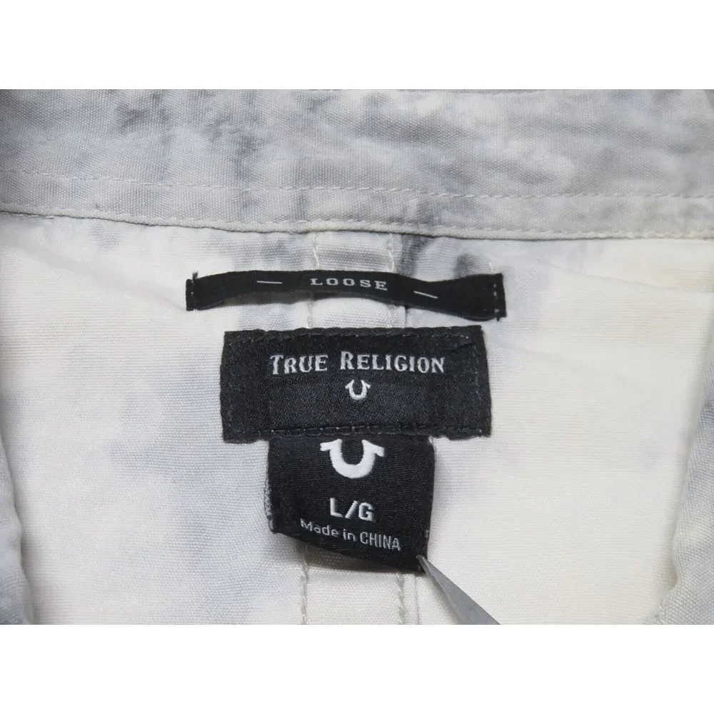 Mens True Religion Button Front Shirt‎ Mens Size L Loose Cotton Button Front